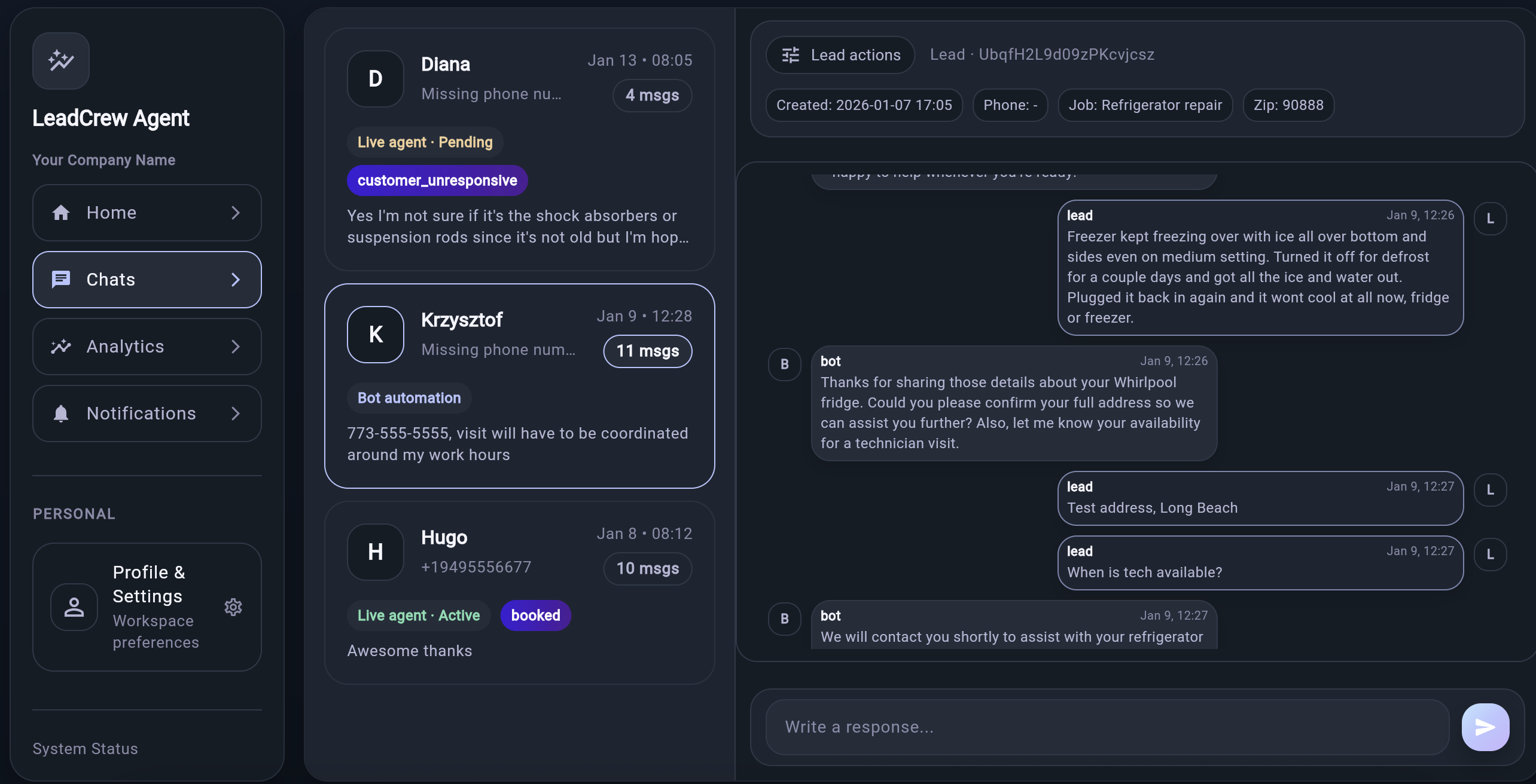 LeadCrew dashboard screenshot